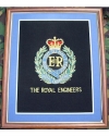 Large Embroidered Badge in a 20 x 16 Mahogany Wood Frame - Royal Engineers